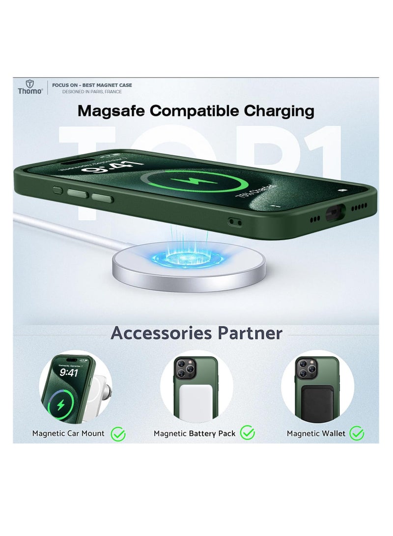 Aookay for iPhone 16 Pro Max Case: [Compatible with MagSafe] [Anti-Fingerprint] [Mil-Grade Drop Protection] [Anti-Scratch] Translucent Matte Slim Thin Shockproof Protective Cover for iPhone 16 Pro Max (Dark Green) - Image 3