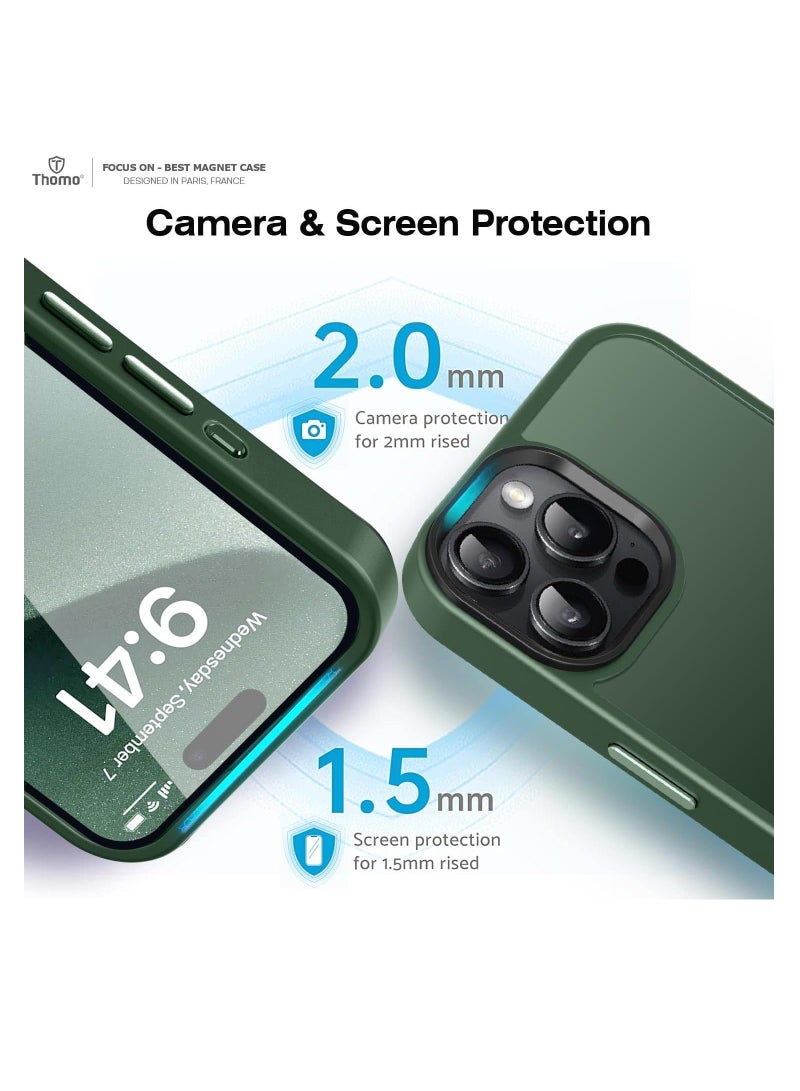 Aookay for iPhone 16 Pro Max Case: [Compatible with MagSafe] [Anti-Fingerprint] [Mil-Grade Drop Protection] [Anti-Scratch] Translucent Matte Slim Thin Shockproof Protective Cover for iPhone 16 Pro Max (Dark Green) - Image 4
