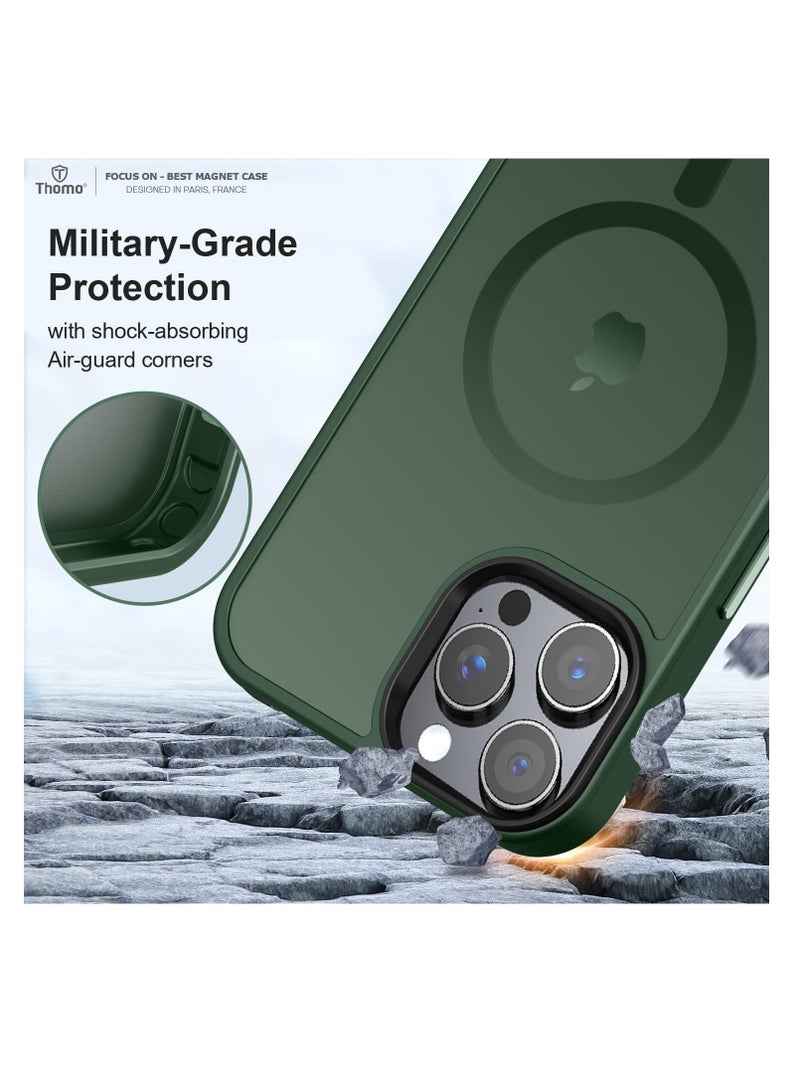 Aookay for iPhone 16 Pro Max Case: [Compatible with MagSafe] [Anti-Fingerprint] [Mil-Grade Drop Protection] [Anti-Scratch] Translucent Matte Slim Thin Shockproof Protective Cover for iPhone 16 Pro Max (Dark Green) - Image 5