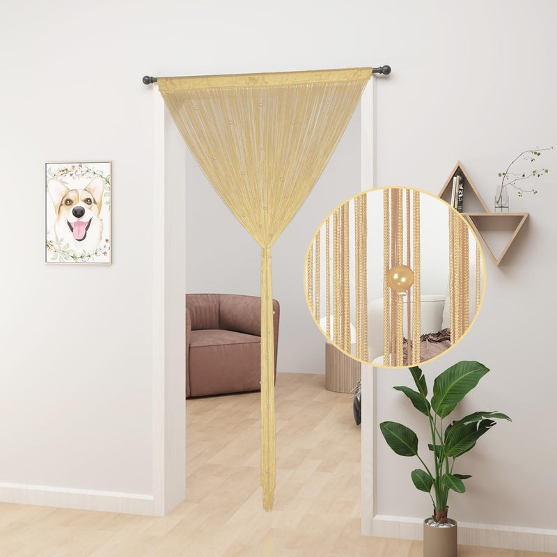 YIIBAII Beaded Curtain Beaded Curtains for Doorways Crystals Suitable for Interior Decoration and Partitions Hippy Closet Curtains (Ecru, 39"x79") - Image 2