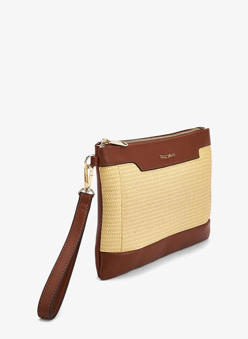 بابريكا Textured Clutch With Detachable Wristlet Strap