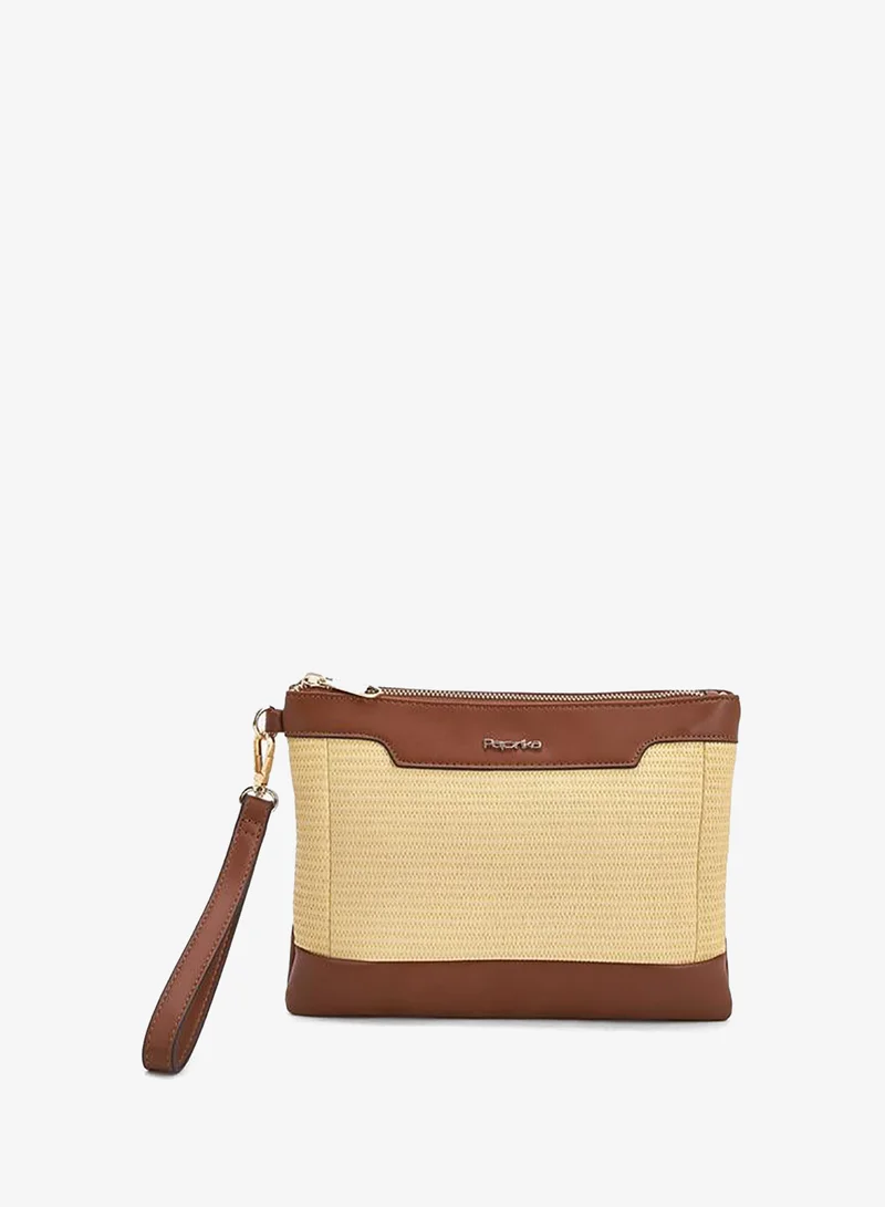 بابريكا Textured Clutch With Detachable Wristlet Strap
