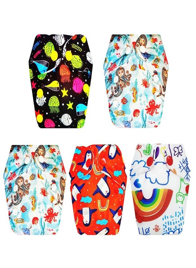 Dumbledo Premium Newborn Cloth Diaper with Integrated Insert (Pack of 5) | Dry Feel and Comfortable | 6-Layer Absorbent Pad | Quick Dry | All-Day Wear | 0 - 4 Months | Unisex Baby - Image 1