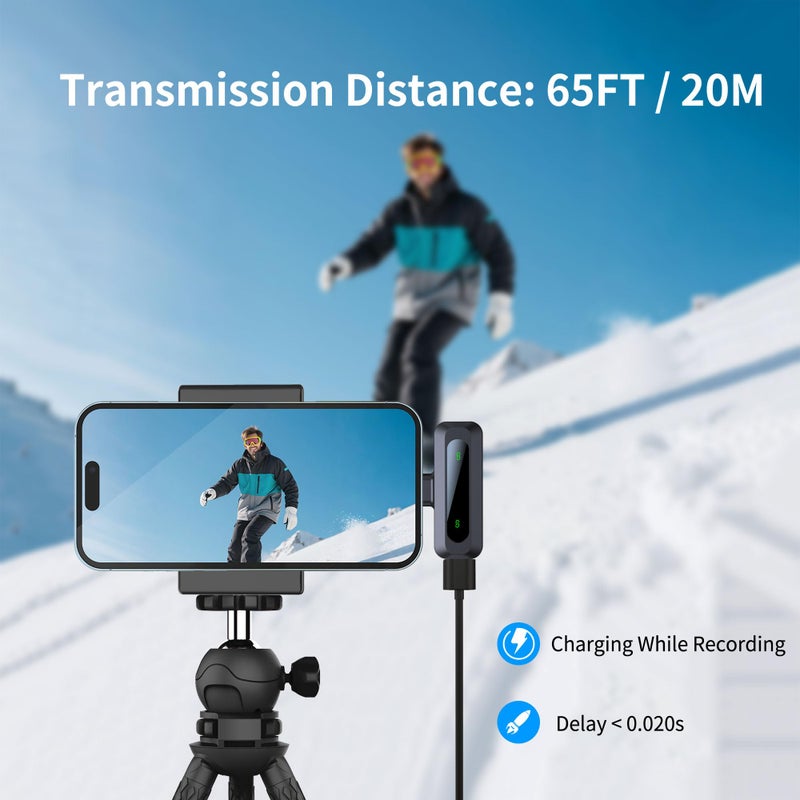Uewpv Wireless Mini Microphone for iPhone 15/16, iPad, Android, Wireless Lavalier Microphone with Noise Reduction, Portable USB C Lapel Mic for Video Recording, Vlog, Tiktok, YouTube - Image 5