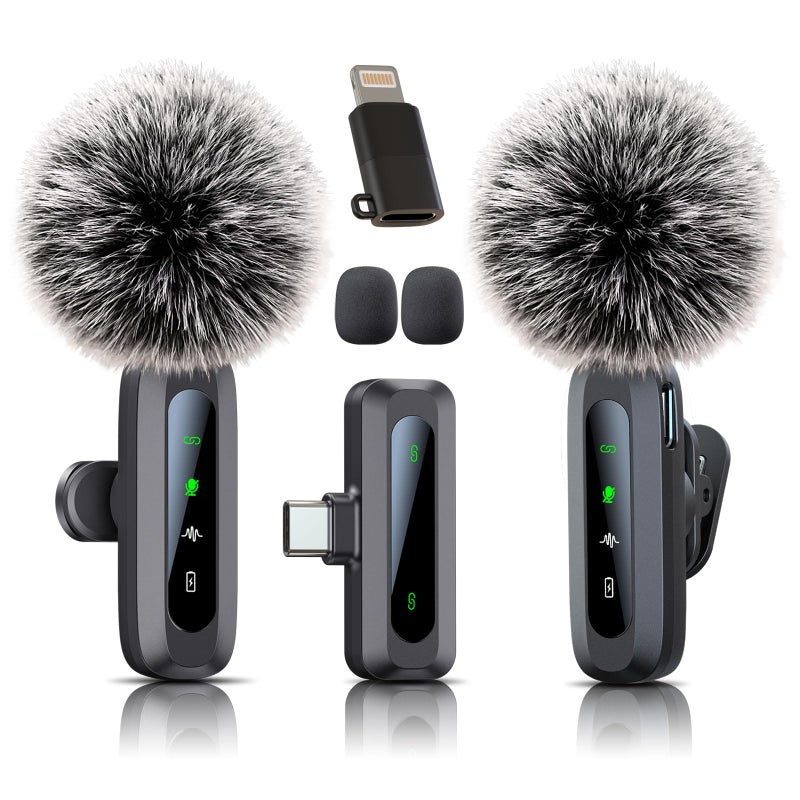 Uewpv Wireless Mini Microphone for iPhone 15/16, iPad, Android, Wireless Lavalier Microphone with Noise Reduction, Portable USB C Lapel Mic for Video Recording, Vlog, Tiktok, YouTube - Image 1