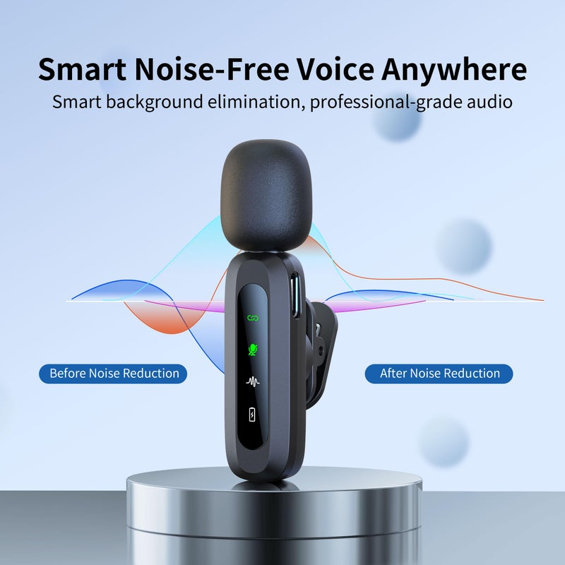 Uewpv Wireless Mini Microphone for iPhone 15/16, iPad, Android, Wireless Lavalier Microphone with Noise Reduction, Portable USB C Lapel Mic for Video Recording, Vlog, Tiktok, YouTube - Image 2
