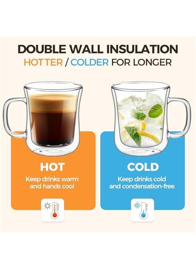 Generic - Double Walled Glass Coffee Mugs (8oz/250ml), Insulated Borosilicate Glass Coffee Cups with Handle, Cappuccino Latte Cups Set of 4, for Tea, Coffee, Juice - Image 1