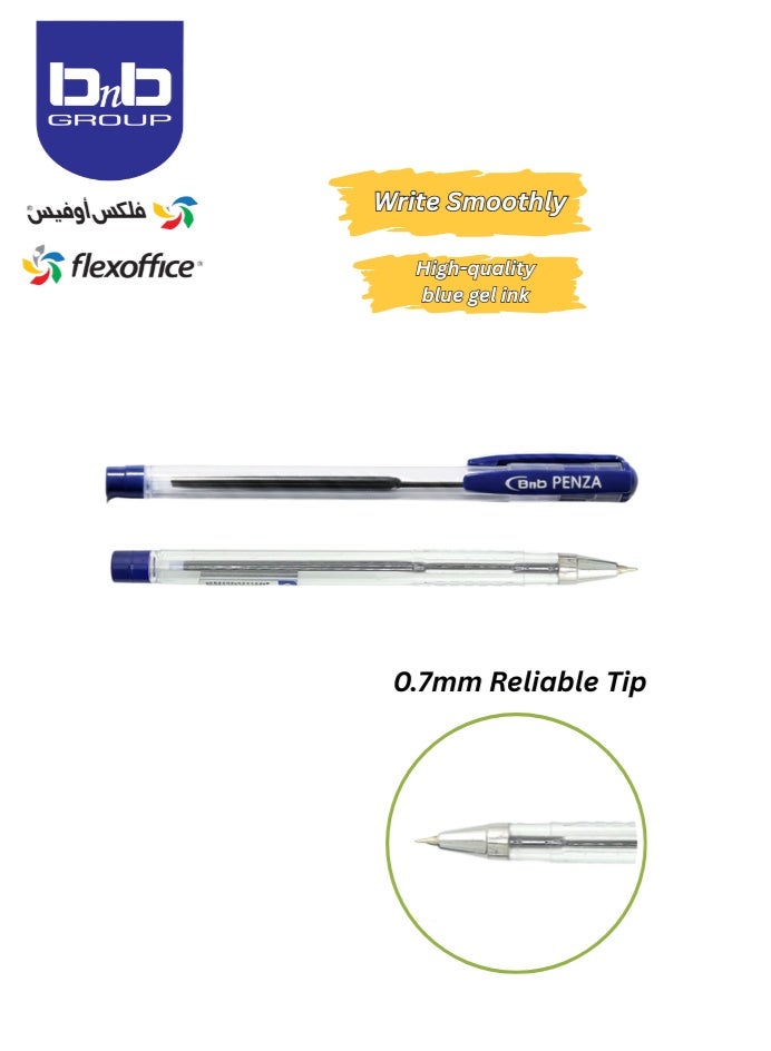 مجموعة بي إن بي أقلام حبر جاف بينزا، حبر أزرق، رأس رفيع 0.7 مم، عبوة من 50 قلمًا، كتابة سريعة وسلسة، أقلام حبر جاف، للمدرسة واللوازم المكتبية. - Image 2