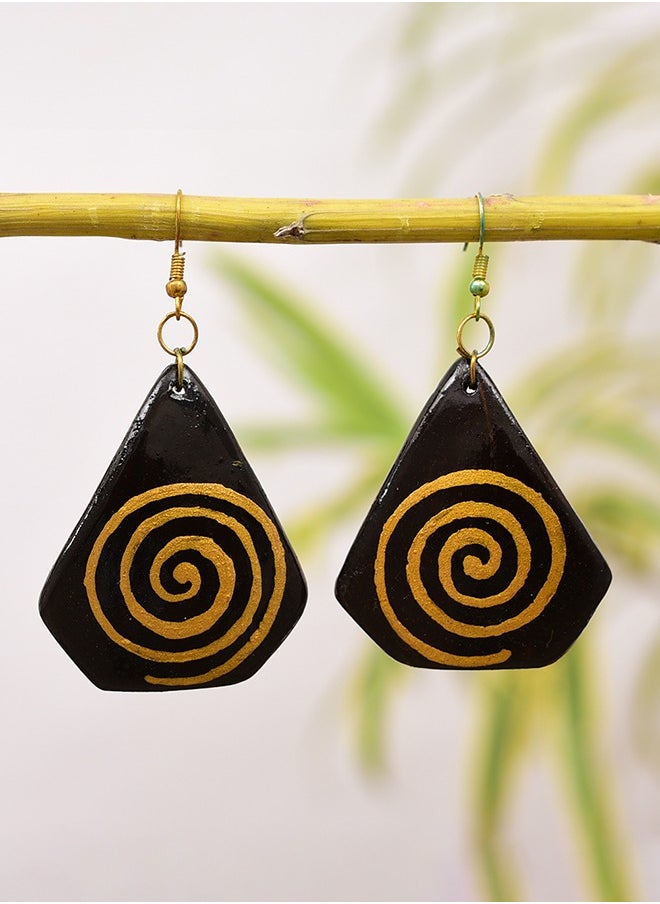 N & H Eco-friendly Handmade Jewellery Coconut Wooden Earrings Lightweight Hoopwire Earrings Bohemian Pendant Dangle Earrings Set  - Image 2