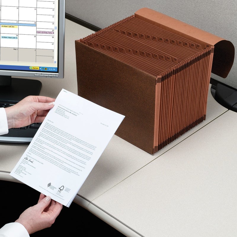 Smead TUFF Expanding File, 31 Pockets, Daily (1-31), Flap and Cord Closure, Legal Size, Redrope (70369) - Image 2