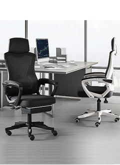 GoldenLike Office Chair Ergonomic Computer Chair Home Office Desk Chair with Footrest and Headrest Comfortable Mesh Chair Swivel Task Chair(Black+White)  - Image 4