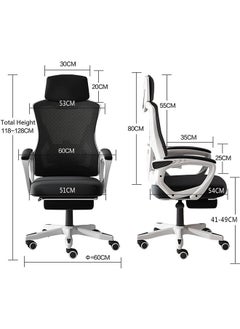 GoldenLike Office Chair Ergonomic Computer Chair Home Office Desk Chair with Footrest and Headrest Comfortable Mesh Chair Swivel Task Chair(Black+White)  - Image 3