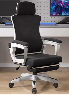 GoldenLike Office Chair Ergonomic Computer Chair Home Office Desk Chair with Footrest and Headrest Comfortable Mesh Chair Swivel Task Chair(Black+White)  - Image 2