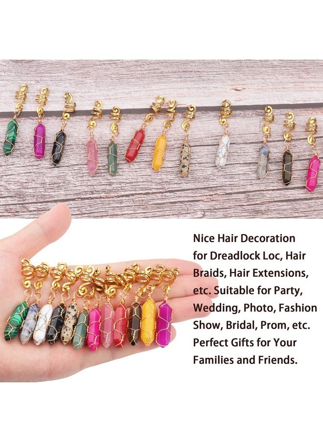 Messen 72 Pcs Dreadlocks Jewelry Handemade Crystal Wire Wrapped Braids Hair Accessories Hair Tube Beads Hair Cuffs Hair Pendants Hair Coils Hair Rings Imitation Wood Beads For Hair Decoration (Gold)  - Image 4