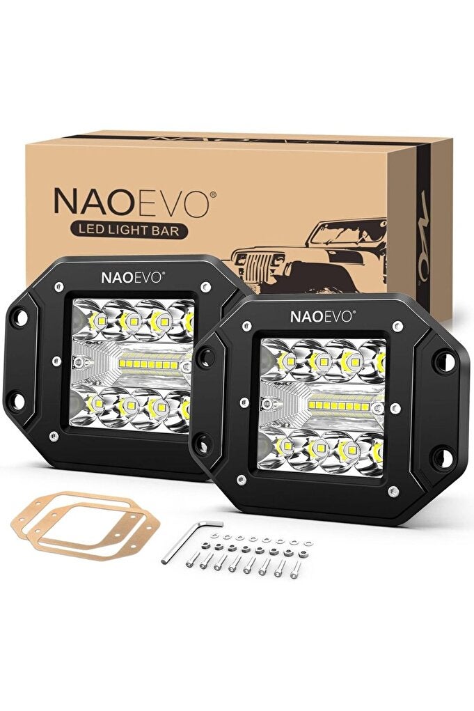 ريحني أضواء LED بيضاء بحجم 5 إنش بتركيب مسطح LED 40 واط 4000LM شريط إضاءة LED Flood Combo Spot Flood Dr. - Image 2