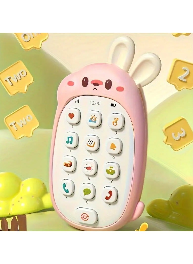 Toy Cell Phone in Cute Bunny Shape Battery Powered Multifunctional Educational Toy for Kindergarten Kids  - Image 4