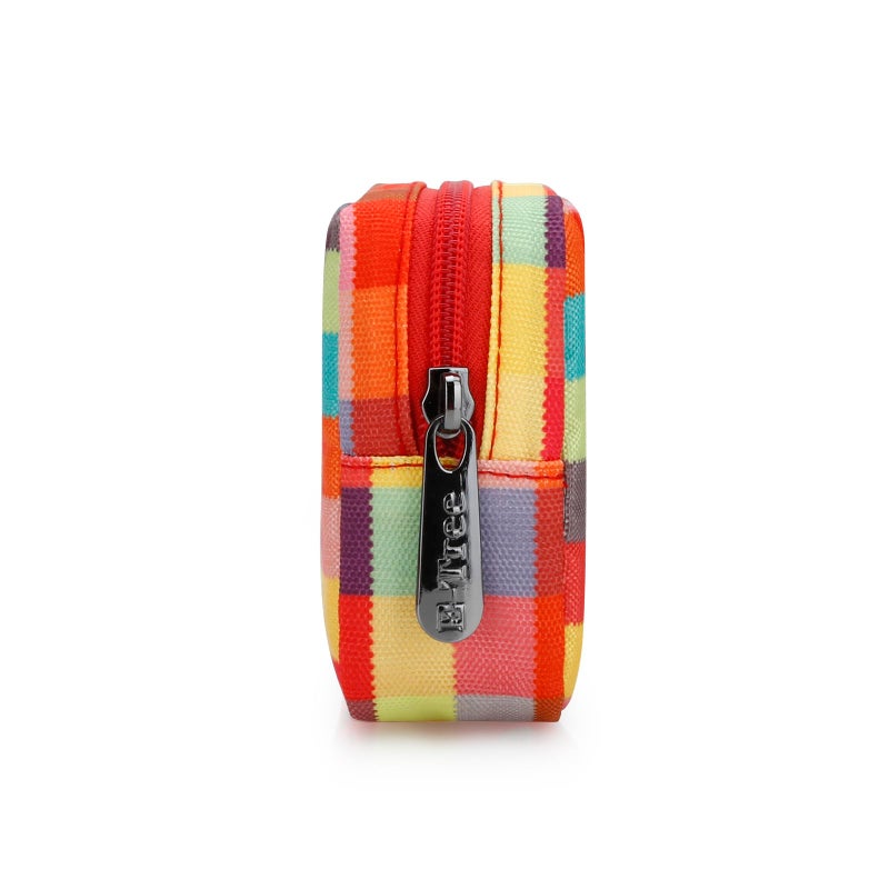 E-Tree Cute Small Makeup Bag, Cosmetic Toiletry Skin Care Make up Little Items Pouch for Purse,Zipper Mini Tech Charger Cable Electronic Organizer Case,Travel Accessories,Checkered Colorful - Image 3