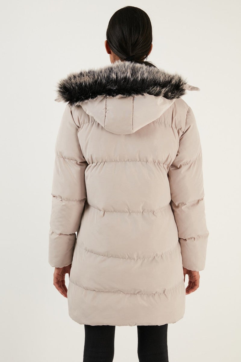 Lela Women's Coat with Faux Fur Collar, Removable Hooded and Pocketed Puffer Coat 5761645 - Image 5