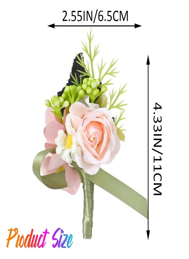 Latious Flower Rose Boutonniere White Groom Wedding Buttonholes for Men (Champagne) - Image 2