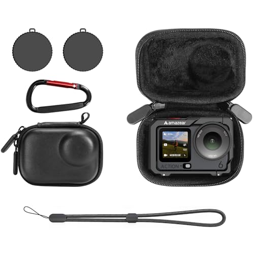 AMAZEAR Carry Case for DJI OSMO Action 6 Accessories, Action6 Portable and Compact Travel Bag Hard Leather Case with Soft Inner for Protection, Storage (Must Be Used with a Metal Cage), Black - Image 1