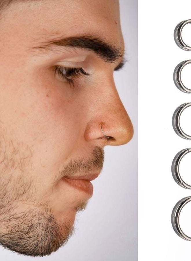 BLISI 5Pcs G23 Titanium Nose Rings 16G/18G/20G Hinged Clicker Segment Nose Rings Hoop, Lip Septum rings Multi-Color Tragus Cartilage Sleeper Earrings, 6mm-10mm Hypoallergenic Nose Rings for Women Men - Image 5