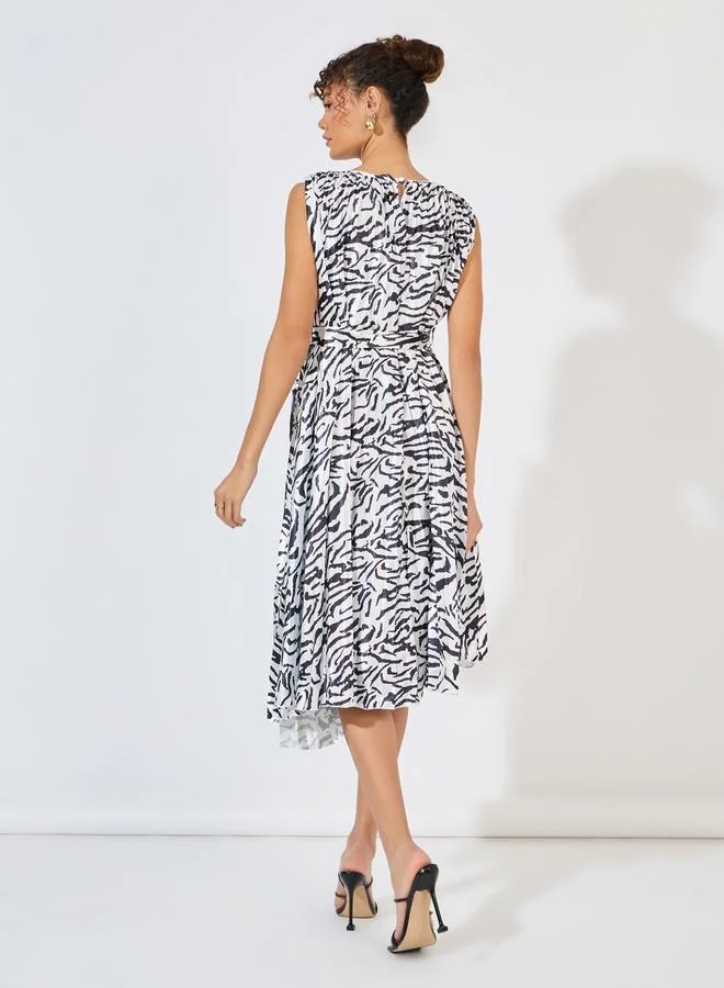 Styli Printed Tie-Waist Dress