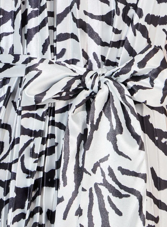 Styli Printed Tie-Waist Dress