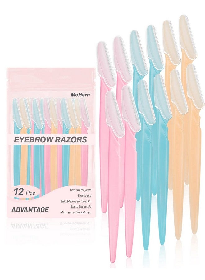 MoHern Eyebrow Razor For Women 12 Pcs Dermaplaning Tool For Face Professional Face Razor For Women Facial Hair Remover - Image 1
