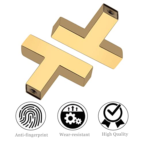 Redunest Cabinet Pulls Single Hole Cabinet Handles, 2 Pack Square Gold Bar Cabinet Pulls Drawer Cabinet Knobs Cupboard Hardware Cabinet Handles, Stainless Steel Single Hole Cabinet Knobs - Image 3