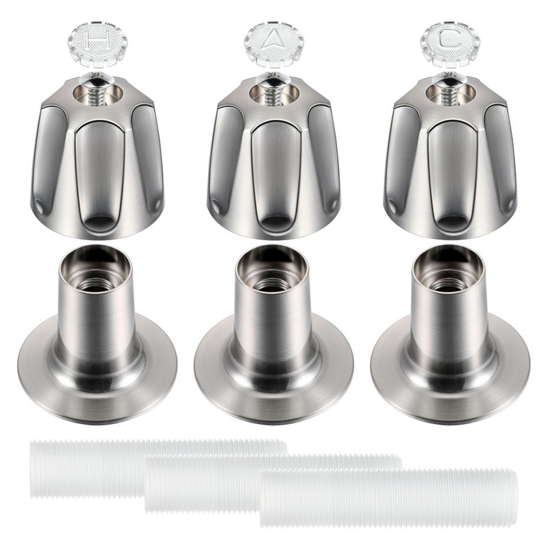 Enhon 3 Piece Shower Knob Replacement Kit Compatible with Price Pfister Verve Tub Shower Faucet, 3 Faucet Handle Hot/Cold/Diverter Replacement for Remodeling Trim(Brushed Nickel) - Image 1