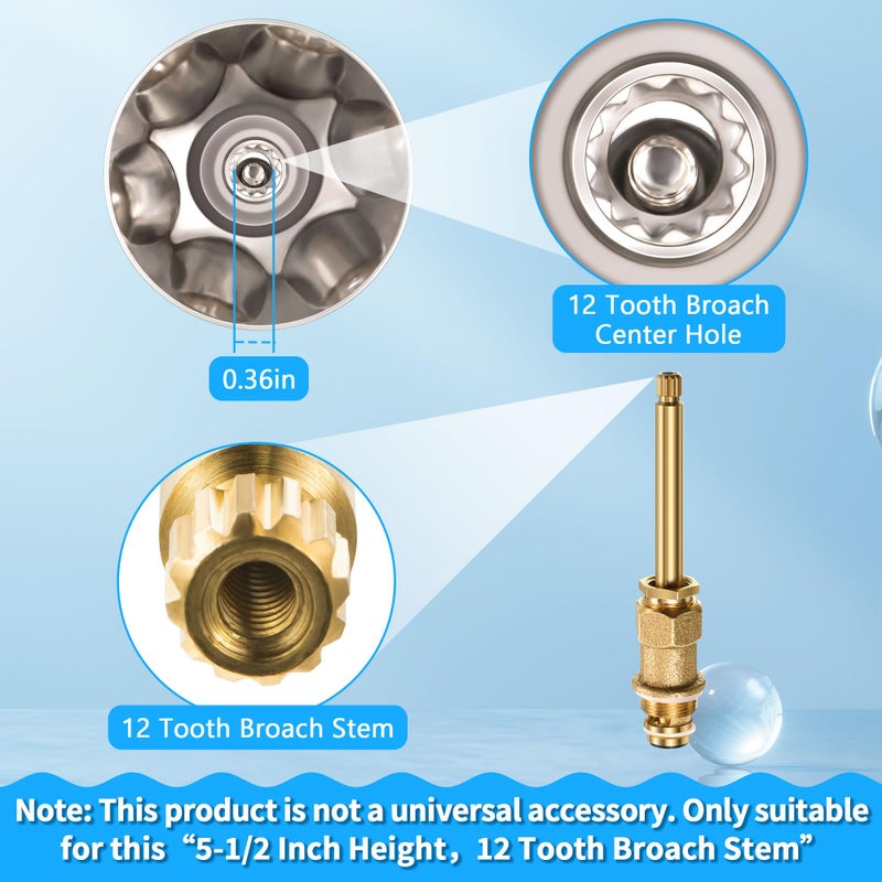 Enhon 3 Piece Shower Knob Replacement Kit Compatible with Price Pfister Verve Tub Shower Faucet, 3 Faucet Handle Hot/Cold/Diverter Replacement for Remodeling Trim(Brushed Nickel) - Image 2