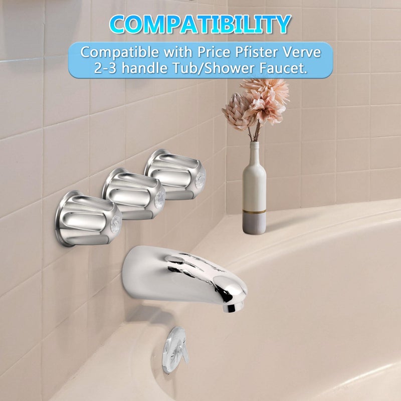 Enhon 3 Piece Shower Knob Replacement Kit Compatible with Price Pfister Verve Tub Shower Faucet, 3 Faucet Handle Hot/Cold/Diverter Replacement for Remodeling Trim(Brushed Nickel) - Image 4