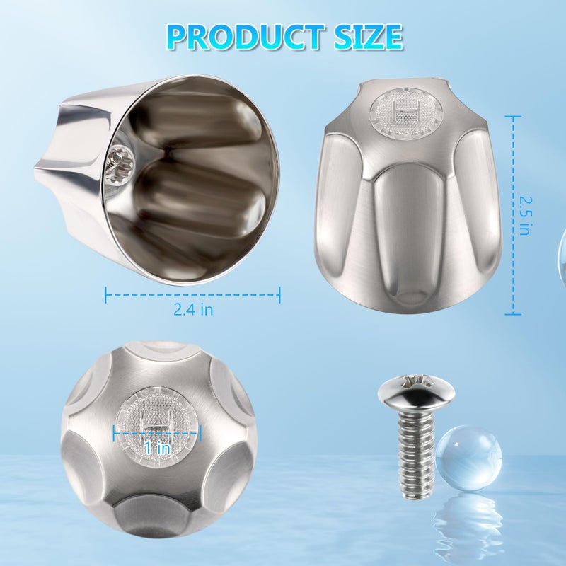Enhon 3 Piece Shower Knob Replacement Kit Compatible with Price Pfister Verve Tub Shower Faucet, 3 Faucet Handle Hot/Cold/Diverter Replacement for Remodeling Trim(Brushed Nickel) - Image 3