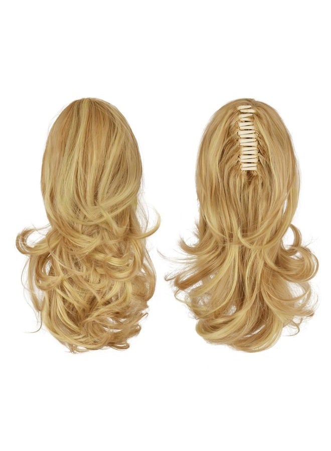 Sofeiyan (33cm (Pack of 1), Light Blonde / Platinum Blonde mix) - 33cm Ponytail Extension Long Curly Ponytail Clip in Claw Hair Extension Natural Looking Synthetic Hairpiece for Women (Light Blonde... - Image 2