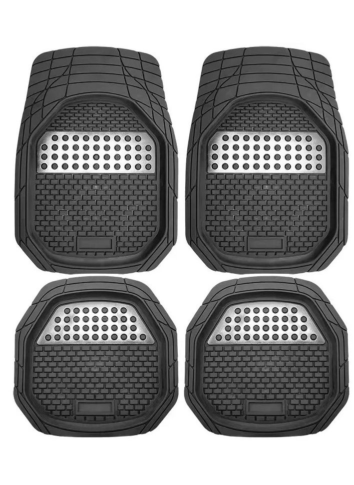 VIO Automotive Floor Mats Black Universal Fit Heavy Duty Rubber Mats All Weather Car Protection For SUVs Trucks Four Piece Set  - Image 1