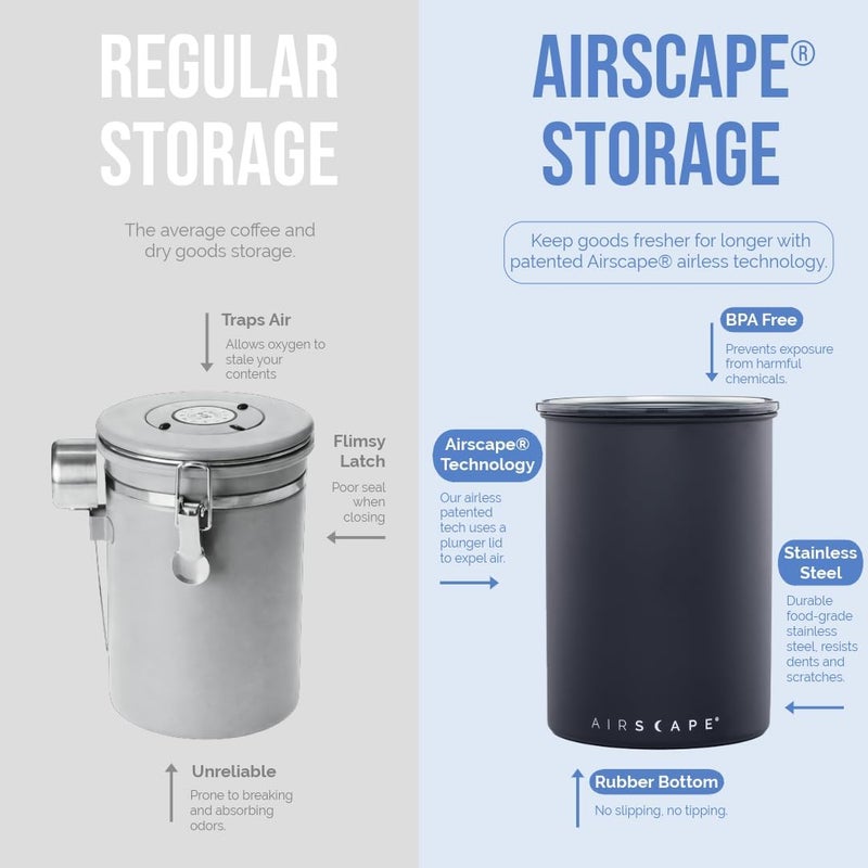 Planetary Design حاوية تخزين القهوة والطعام Airscape - غطاء محكم الإغلاق حاصل على براءة اختراع للحفاظ على نضارة الطعام، فولاذ مقاوم للصدأ، وسط، نحاسي ملمس فرشاة) - Image 3