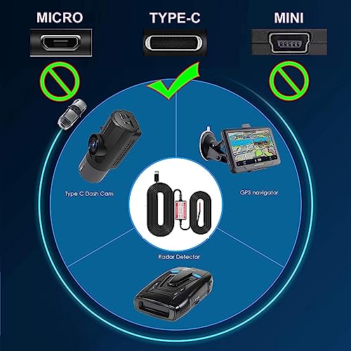 Gebildet مجموعة توصيل كاميرا داش كام الصلبة، منفذ USB نوع C، DC 12V - 24V إلى كابل شاحن سيارة 5V/2.5A كحد أقصى مع فيوز، حماية من الجهد المنخفض لكاميرات داش كام - Image 2
