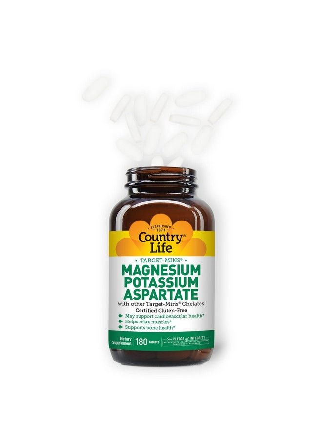 Country Life - Targetmins Magnesium Potassium Aspartate 600Mg/198Mg 180 Tablets Certified Gluten Free Certified Vegan - Image 1