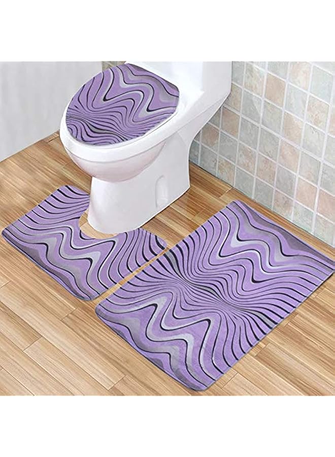 هوم كونسيبت 3 مجموعات من سجادة حمام مضادة للانزلاق + غطاء مرحاض + سجادة حمام متعددة الألوان - Image 1