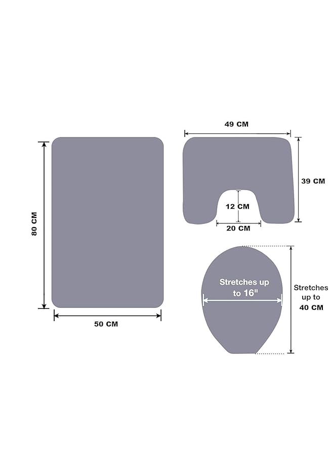 هوم كونسيبت 3 مجموعات من سجادة حمام مضادة للانزلاق + غطاء مرحاض + سجادة حمام متعددة الألوان - Image 4