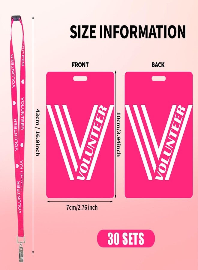 LAIAMER 30 Pack Volunteer Lanyard with PVC Card Pass Volunteer Identification ID Badges Bulk Breakaway Lanyard for Activity Fundraising Church School Events Donation Activities - Image 2
