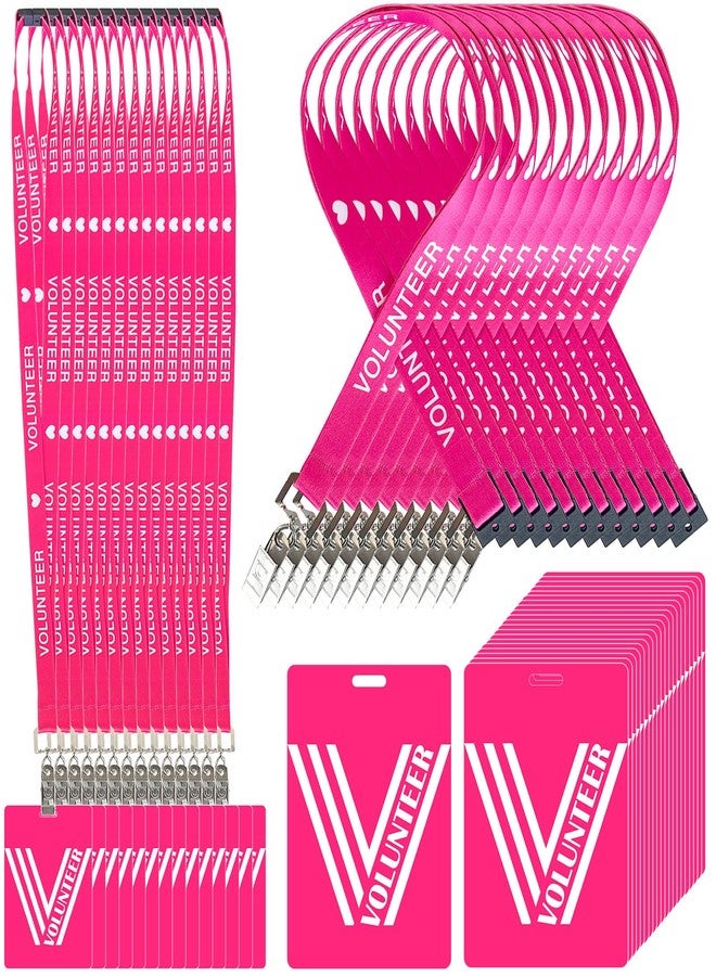 LAIAMER 30 Pack Volunteer Lanyard with PVC Card Pass Volunteer Identification ID Badges Bulk Breakaway Lanyard for Activity Fundraising Church School Events Donation Activities - Image 1