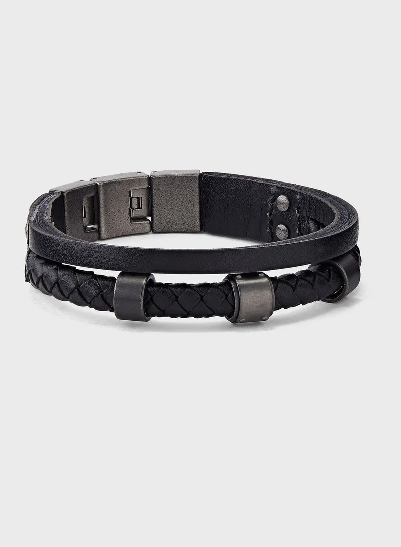 FOSSIL Jof00391793 Leather Multi Strand Bracelet