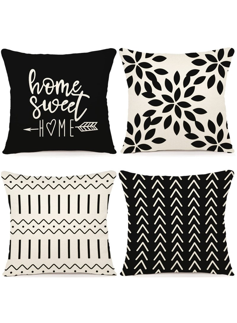 Bukela Throw Pillow Cover, Fall Decor for Home, Modern Sofa Throw Pillow Cover, Decorative Outdoor Linen Fabric Pillow Case for Couch Bed Car 45x45cm Set of 4 - Image 1