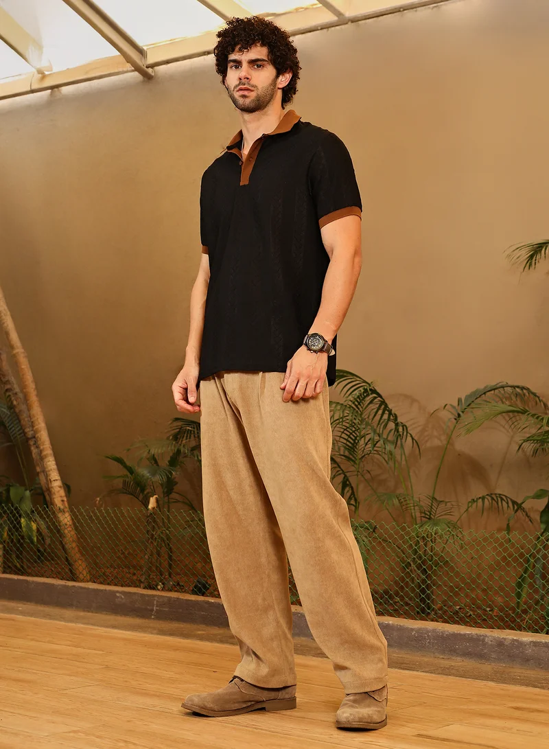 CAHOOT  Men's Sienna Brown & Midnight Black Arc-Tactile Polo T-Shirt for Men | Best Price UAE