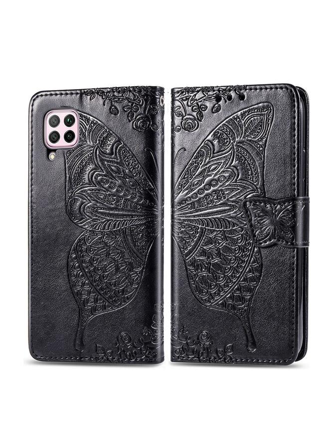 Zaboon Case For Huawei P40 Lite/Nova 7i/Nova 6SE Butterfly Love Flower Embossed Horizontal Flip Leather Case with Bracket / Card Slot / Wallet / Lanyard - Image 2