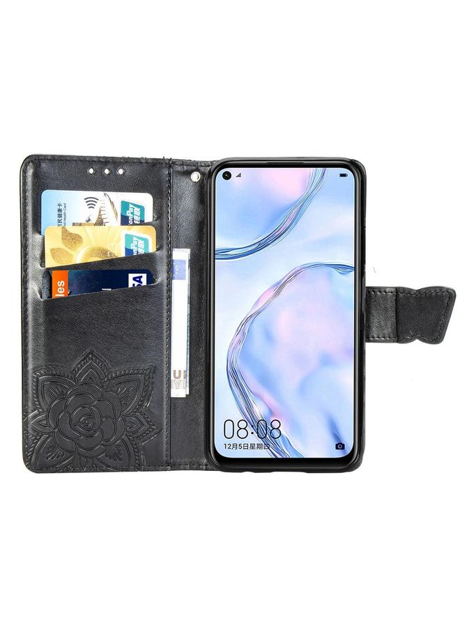 Zaboon Case For Huawei P40 Lite/Nova 7i/Nova 6SE Butterfly Love Flower Embossed Horizontal Flip Leather Case with Bracket / Card Slot / Wallet / Lanyard - Image 3