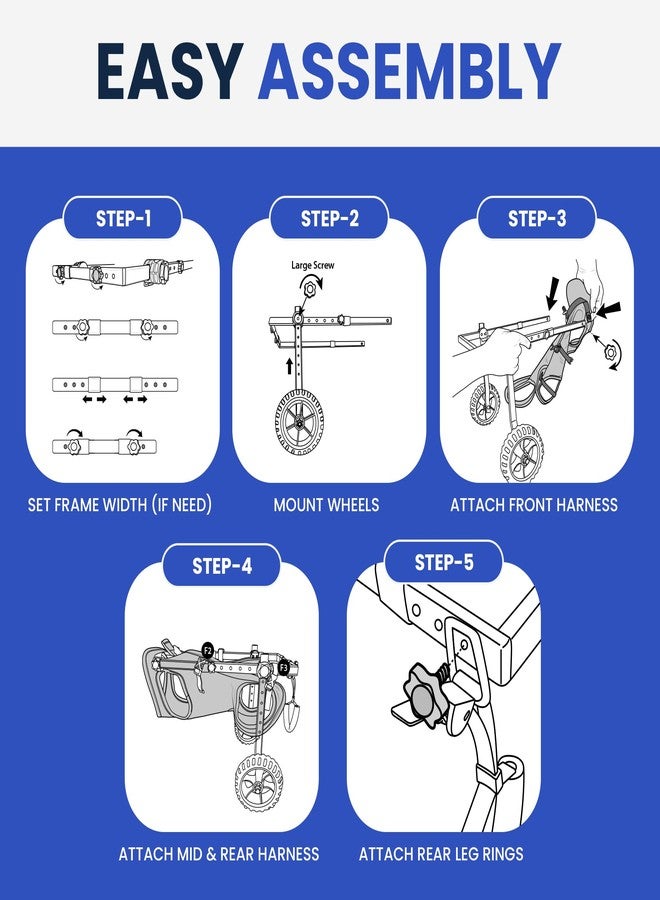 كرسي متحرك للكلاب للأرجل الخلفية، عربة كرسي متحرك للكلاب، كراسي متحركة للكلاب/القطط مع إعاقة في الأرجل الخلفية للمشي، وسائل مساعدة على الحركة للأطراف الخلفية للحيوانات الأليفة الصغيرة والمتوسطة، عربة للكلاب بعجلات، خفيفة الوزن، (صغير) - Image 4