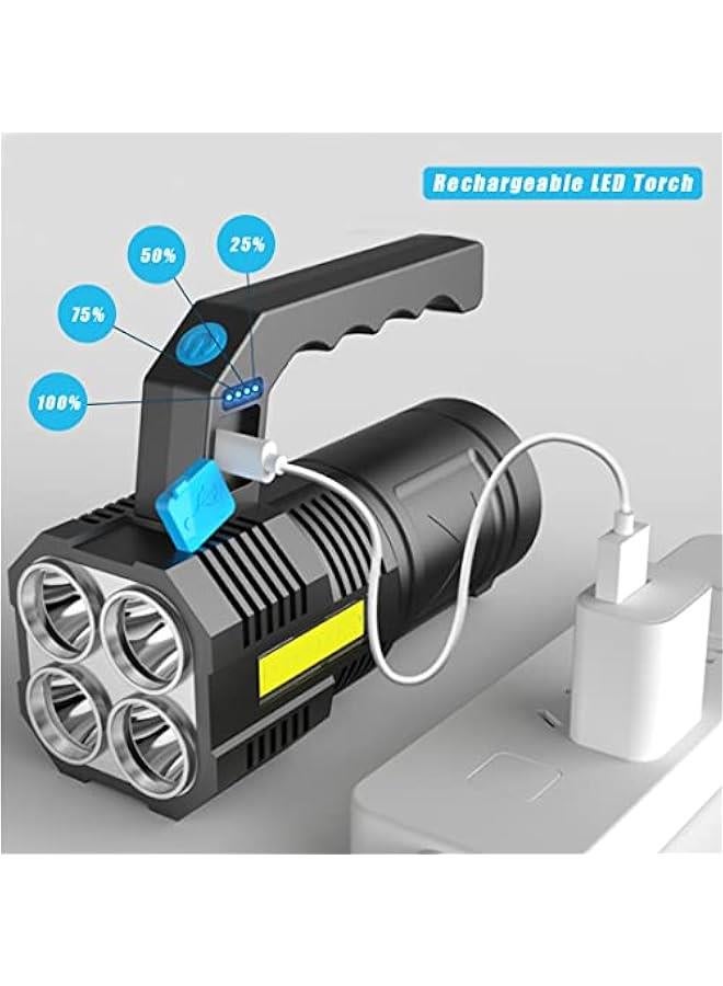 LED Flashlight Torch Rechargeable COB Spotlight Lantern Work Light Handheld Searchlight Waterproof and 4 Modes Portable Emergency Torches Lamp for Hiking Fishing Camping - Image 5