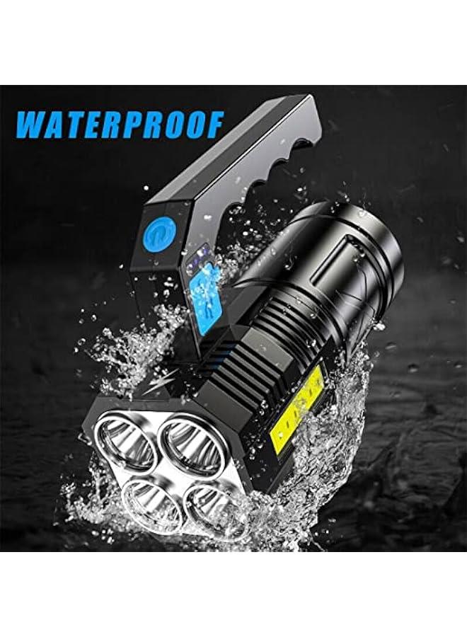 LED Flashlight Torch Rechargeable COB Spotlight Lantern Work Light Handheld Searchlight Waterproof and 4 Modes Portable Emergency Torches Lamp for Hiking Fishing Camping - Image 3